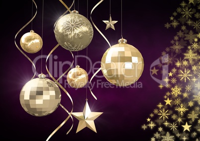 Christmas bauble decorations and Snowflake Christmas pattern