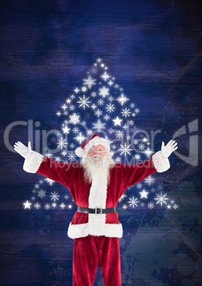 Santa opening arms and Snowflake Christmas tree pattern shape