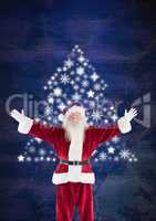Santa opening arms and Snowflake Christmas tree pattern shape