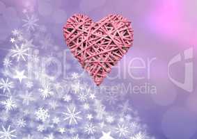 Pink woven and Heart Snowflake Christmas pattern