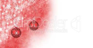 Christmas bauble decorations and Snowflake Christmas pattern and blank space