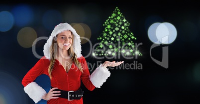 Woman Santa and Snowflake Christmas tree pattern shape