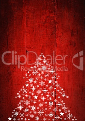 Snowflake Christmas tree pattern on wood