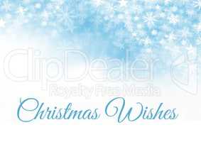 Christmas Wishes text and Snowflake Christmas pattern and blank space on blue