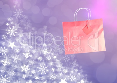 Pink shopping bag and Snowflake Christmas pattern