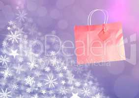 Pink shopping bag and Snowflake Christmas pattern