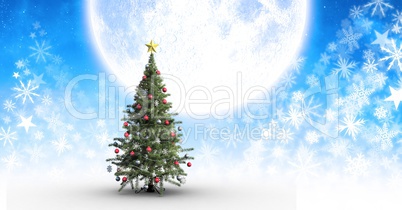 Christmas tree and Snowflake Christmas pattern and moon