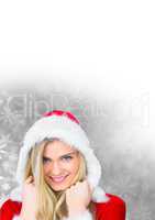 Woman Santa and Snowflake Christmas pattern and blank space