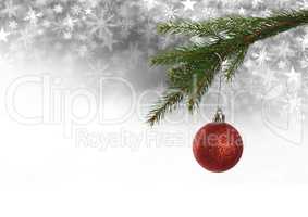 Christmas bauble decoration and Snowflake Christmas pattern and blank space