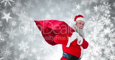 Santa holding sack and Snowflake Christmas pattern