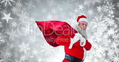 Santa holding sack and Snowflake Christmas pattern