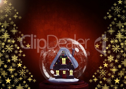 Snow globe house and Snowflake Christmas tree pattern shape