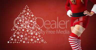Sexy Woman Santa and Snowflake Christmas tree pattern shape