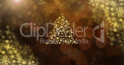 Golden Snowflake Christmas tree pattern shape