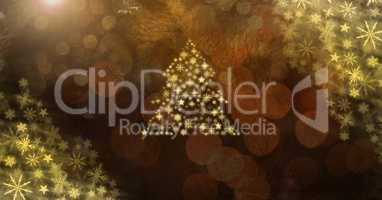 Golden Snowflake Christmas tree pattern shape