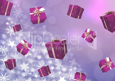 Floating Gift boxes and Snowflake Christmas pattern