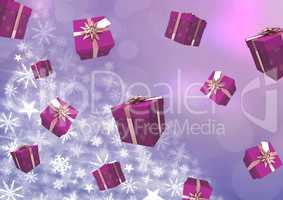 Floating Gift boxes and Snowflake Christmas pattern