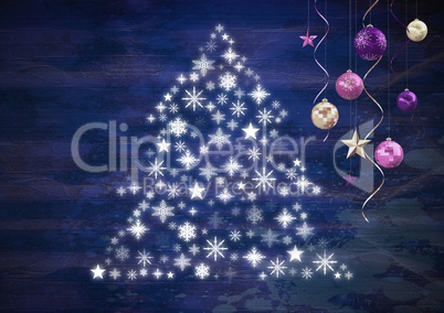 Christmas bauble decorations and Snowflake Christmas tree pattern shape