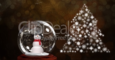 Snow globe snowman and Snowflake Christmas tree pattern shape