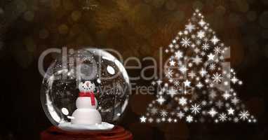 Snow globe snowman and Snowflake Christmas tree pattern shape