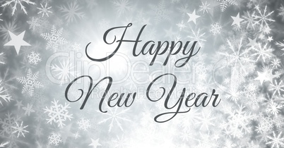 Happy New Year text and Snowflake Christmas pattern