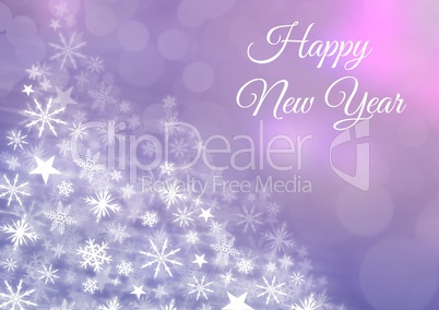 Happy New Year text and Snowflake Christmas pattern