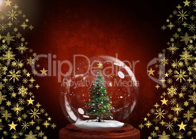 Snow globe and Snowflake Christmas tree pattern shape