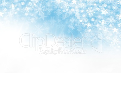 Snowflake Christmas pattern and blank space on blue