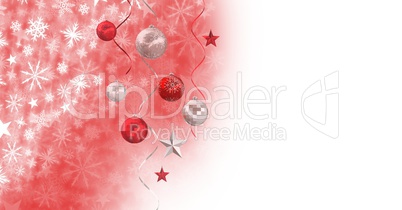 Christmas bauble decorations and Snowflake Christmas pattern and blank space