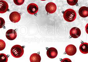 Christmas bauble decorations and Snowflake Christmas pattern and blank space