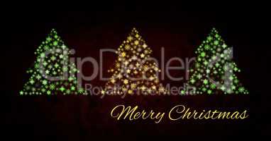 Merry Christmas text and Snowflake Christmas tree pattern shapes