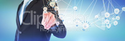 Composite image of mid section of businessman gesturing on invisible interface