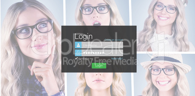 Composite image of close-up of login page