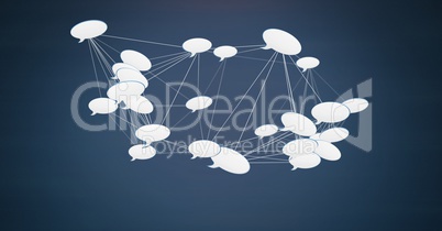 3D chat bubble connected icons with blue background