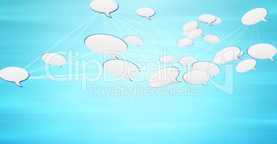 3D connected chat bubbles icons with blue background