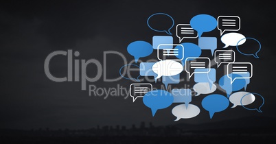 Chat bubble app icons and dark background