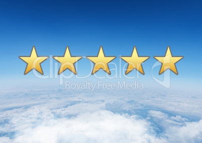 five star review rating in sky