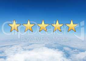five star review rating in sky
