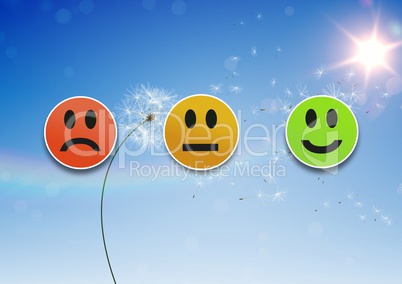 Feedback smiley faces review in sky