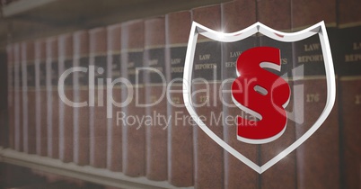 Law books with section shield symbol icon