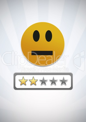 medium low satisfaction smiley face and star ratings review feedback