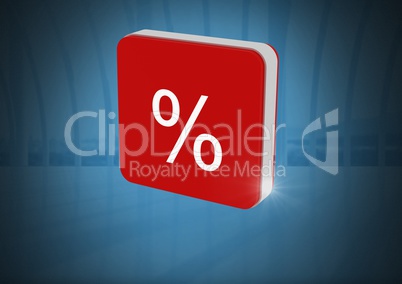 Percent icon symbol with blue background