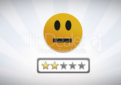 medium low satisfaction smiley face and star ratings review feedback