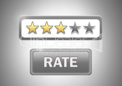 Rating stars and rate button on grey background