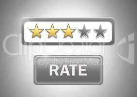 Rating stars and rate button on grey background