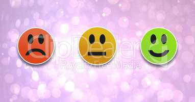 smiley faces feedback satisfaction icons on bokeh background