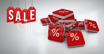 Sale tag with percent symbol icons