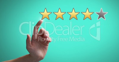 Hand touching rating review stars