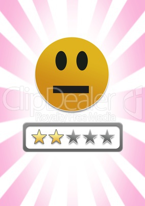 medium low satisfaction smiley face and star ratings review feedback