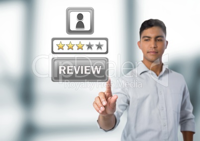 Hand pointing at star review ratings